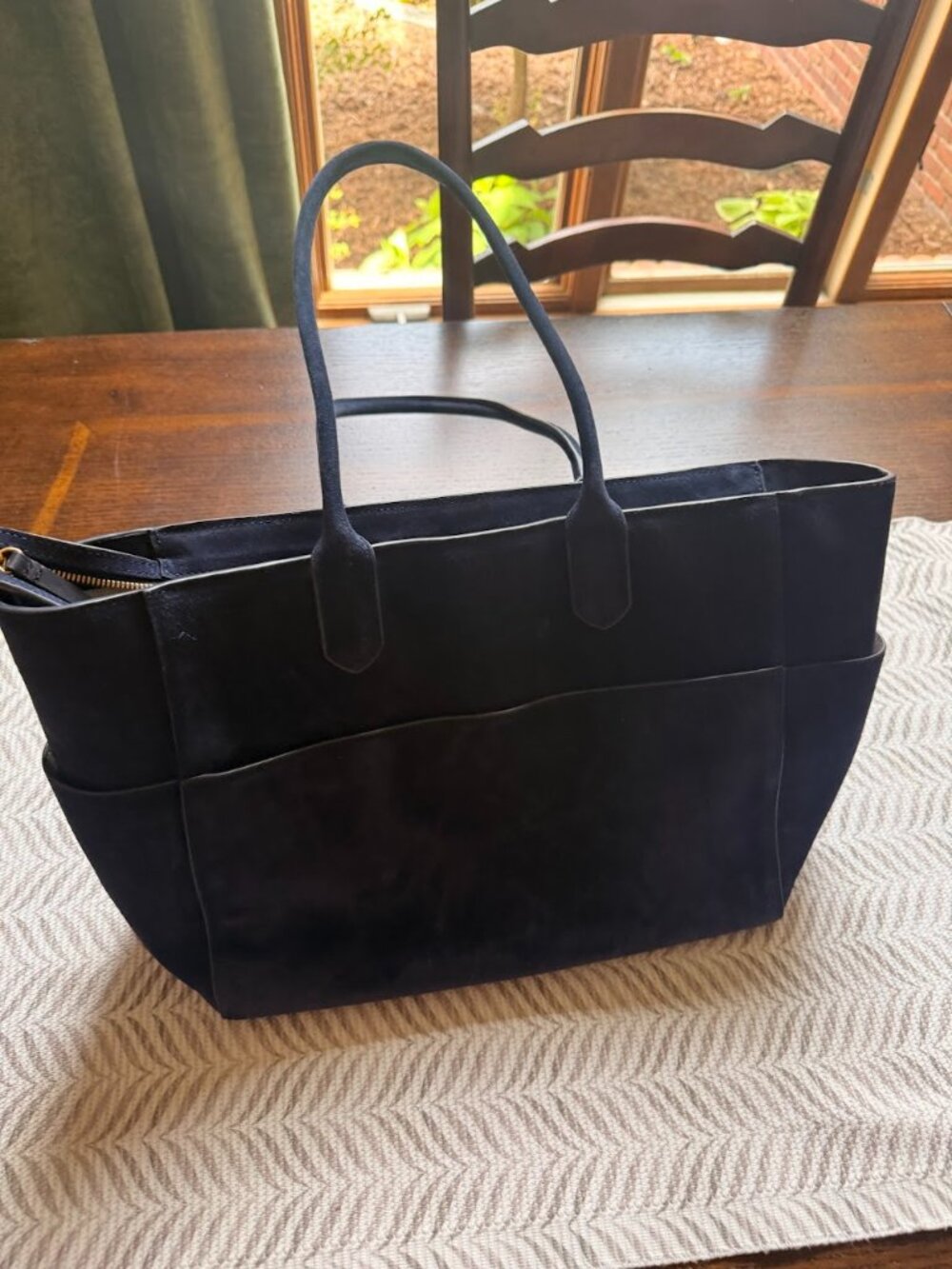 Quince Blue Suede Hudson Tote